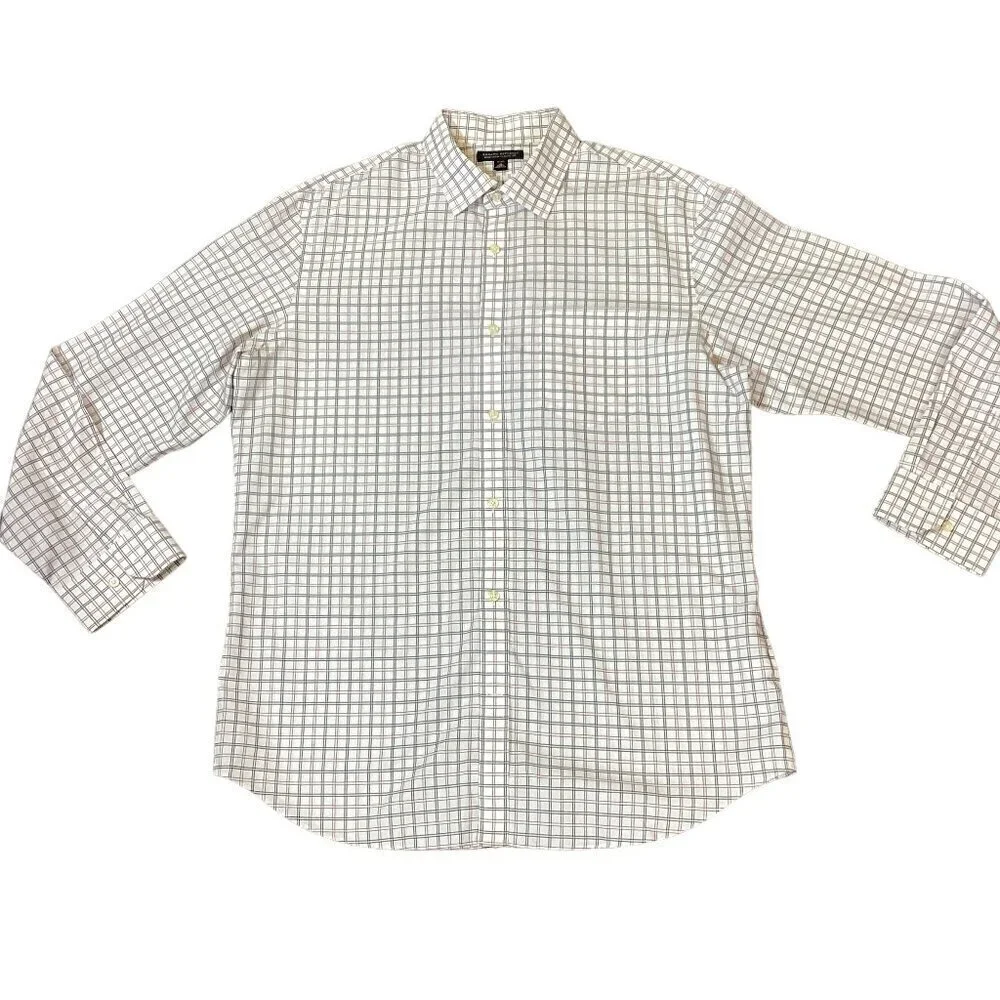 Banana Republic Non-Iron Classic Fit Plaid Cotton Dress Shirt XL 17/17-1/2 #282P
